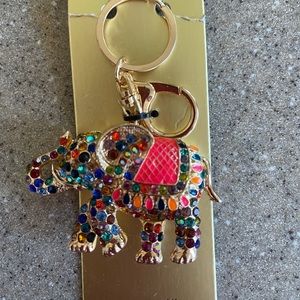 Multi color crystal elephant key chain